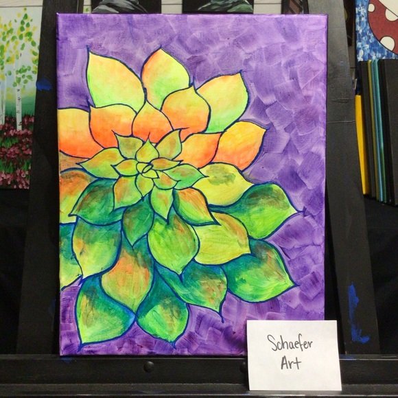 Blacklight - Neon Succulent - Fun Art - Wall Decor - Picture 2 of 2